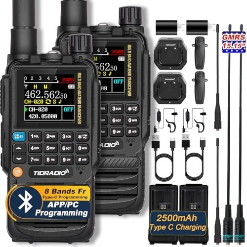 TIDRADIO TD-H3 GMRS Radios Handheld, APP/Web Bluetooth Programming, 8-Band Long