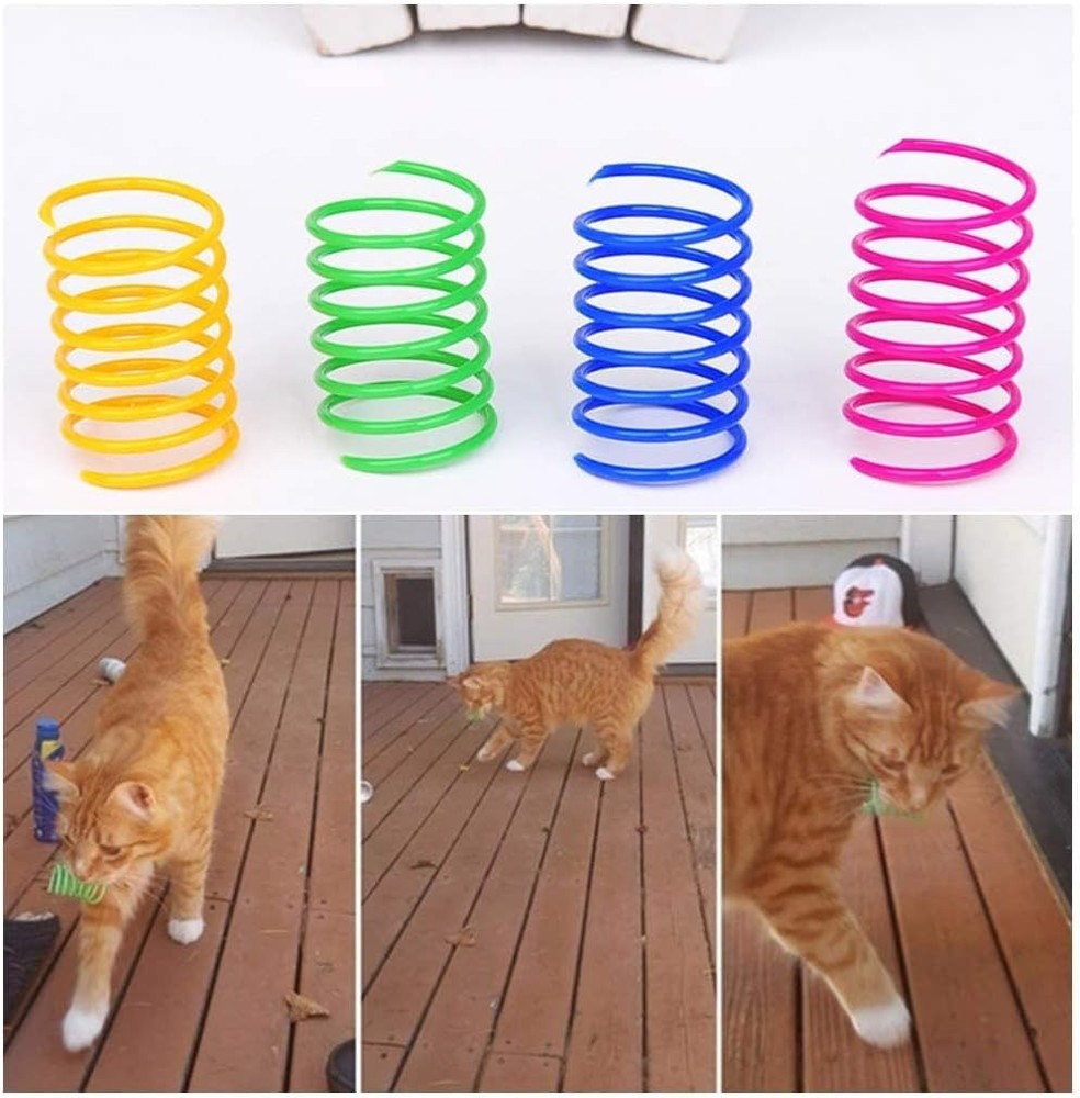 Durable Multi-Colored Cat Spiral Springs - Interactive Play for All Cat Breeds