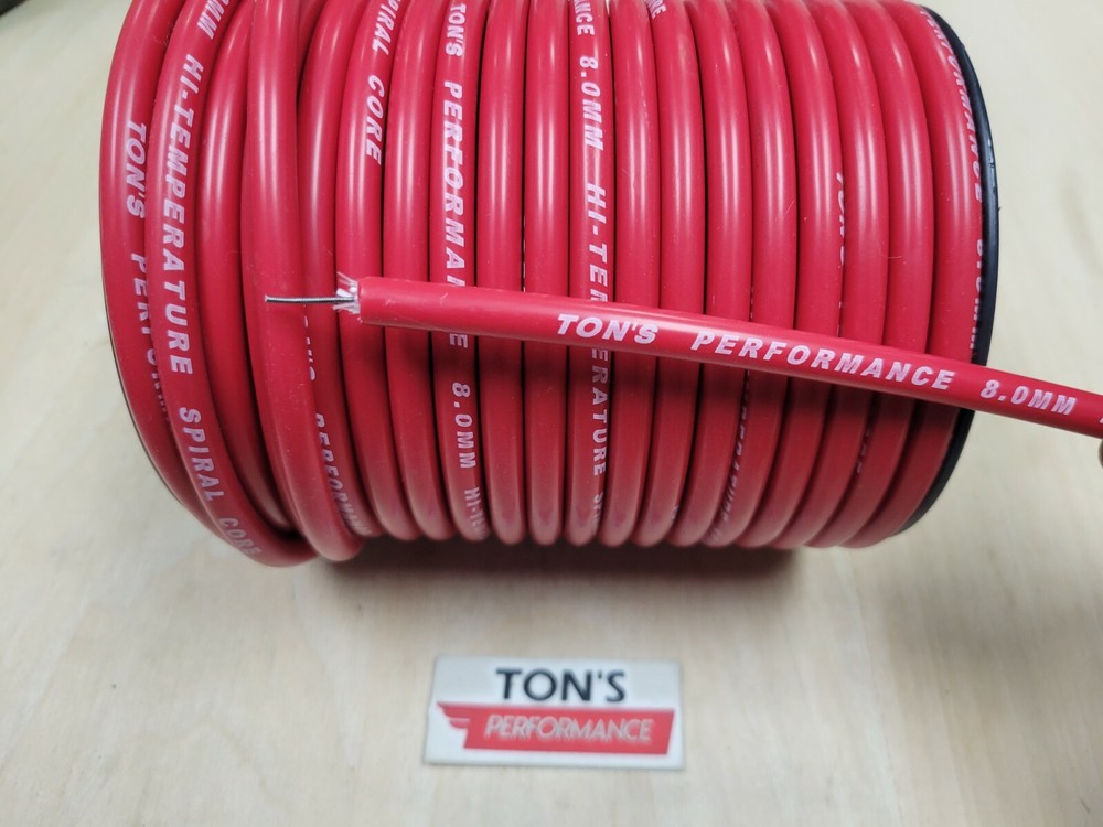 Ton's Performance 8mm RED silicone Spiral Core Spark plug wire By the foot