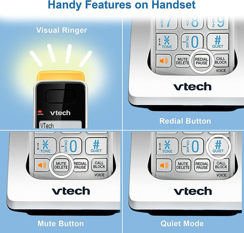 VTech Cordless Phone Answering Machine Bluetooth 4 Handset Super Long Range