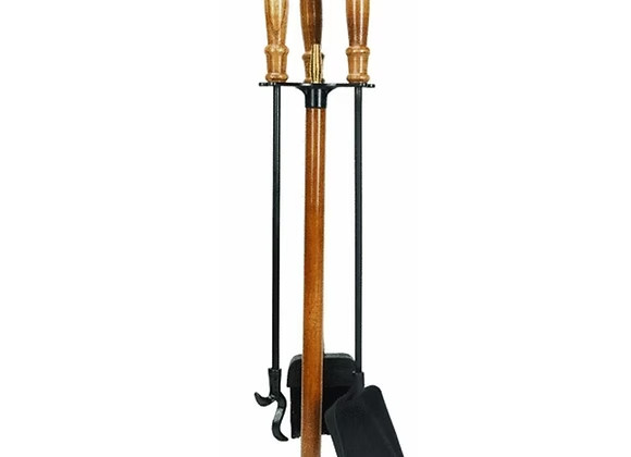 Vintage Seymour Fireplace Tool set wooden handle