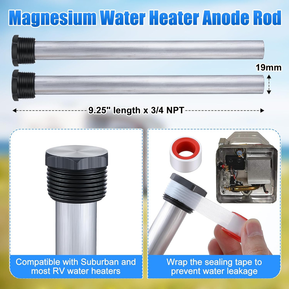 4 Pieces RV Water Heater Elements Include 1 Anode Rod 1 Electric Heater Element