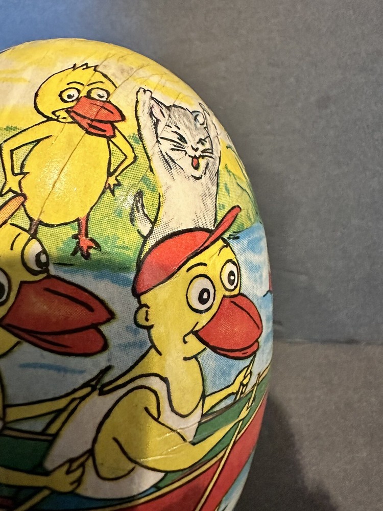 German Easter Egg Candy Container Paper Mache 6” Ducks Vintage