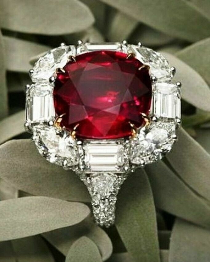 Art Deco 3.80Ct Lab-Created Ruby & Diamond Vintage Style Wedding Ring 925 Silver