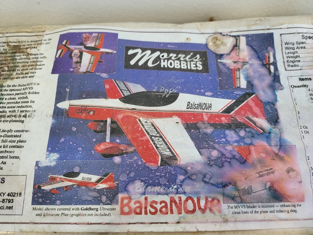 MORRIS HOBBIES "BALSA NOVA" SPORT/PATTERN RC MODEL AIRPLANE KIT