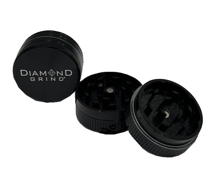 Diamond Grind 2 part Herb Grinder Black 1.5"