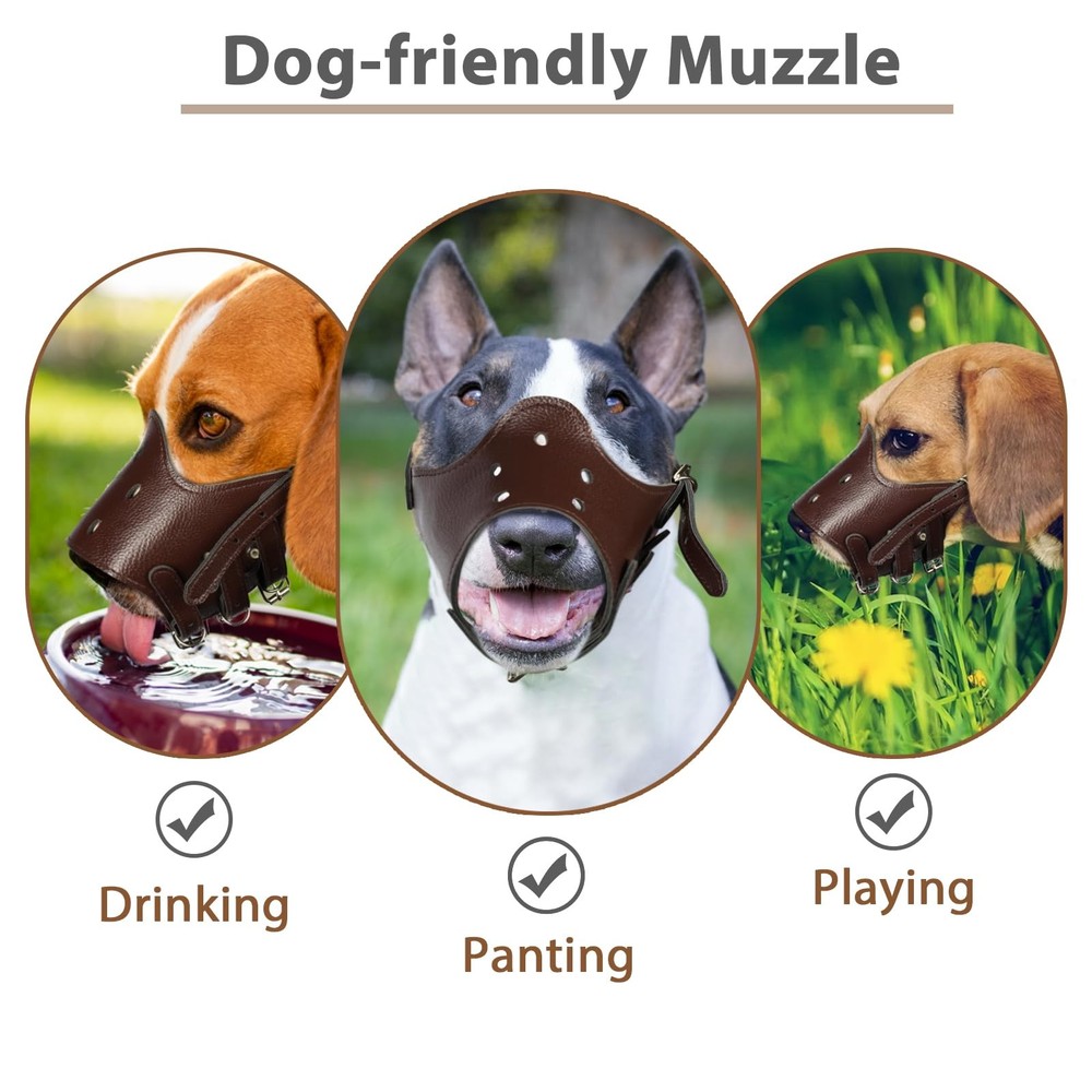 Leather Dog Muzzle for Large Breeds - Soft, Secure, Anti-Barking Design