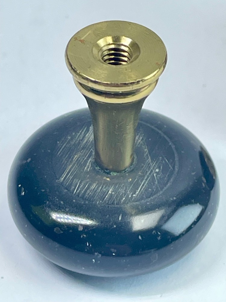 Set of 2 Natural Black Granite cabinets Knobs with solid brass inserts