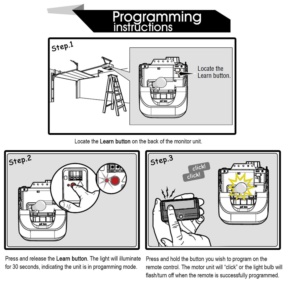 Garage Door Opener Remote 2btn for LiftMaster 972LM Red Orange Learn Function