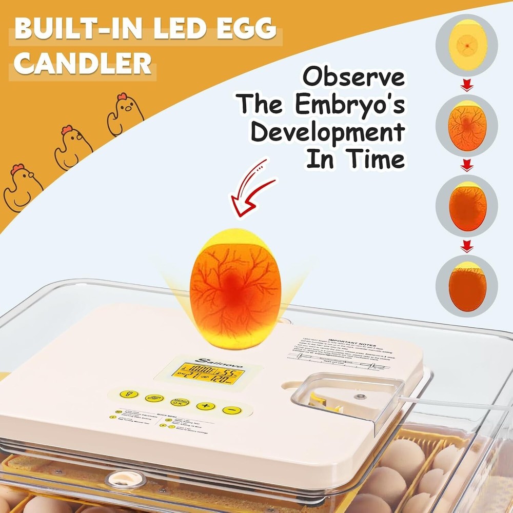 56 Egg Incubator for Hatching Eggs w/Automatic Egg Turner Temperature Display