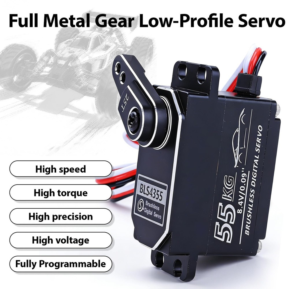 55kg Low-Profile Servo Programmable Brushless Digital Servo 0.09Sec High Spee...