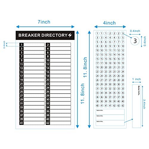 16 Sheets Breaker Panel Labels Electrical Box Sticker Numbers Reusable Adhesive