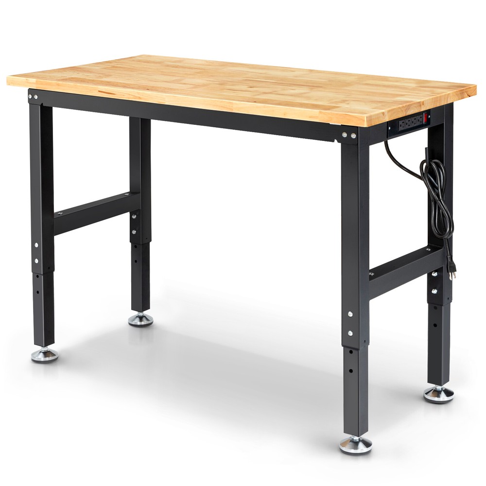 48 '' Adjustable Workbench with Power Outlet Heavy Duty 2000LBS Workstation US