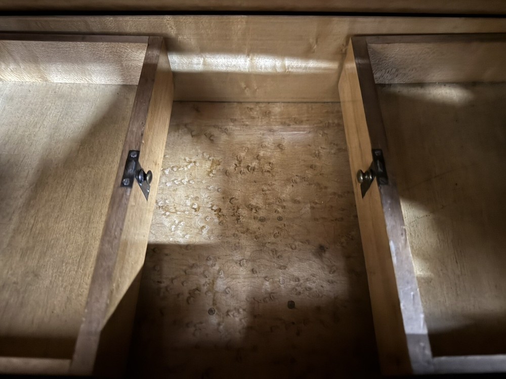 RENAISSANCE WALNUT AND BURLED DROP-FRONT DESK WITH PLAQUES
