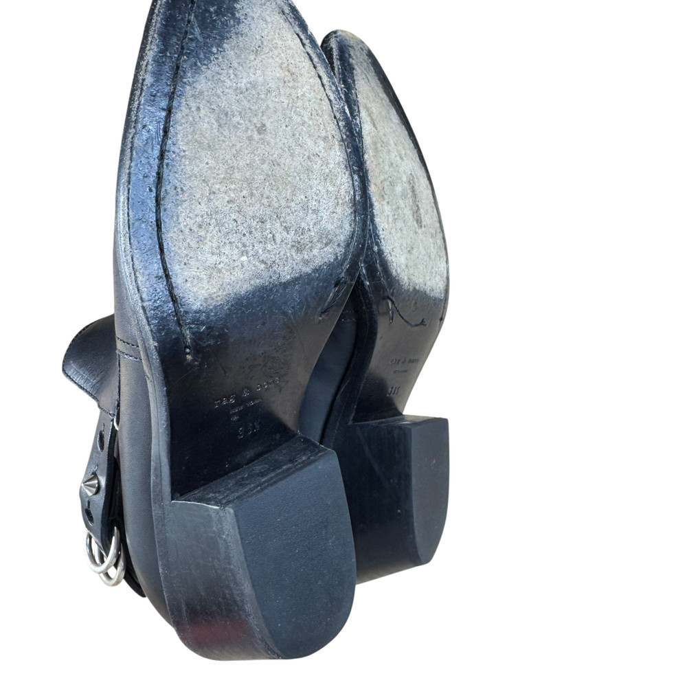 Rag & Bone Boots Size 36.5 Black Leather Ankle Boot Western Ring Stud Style