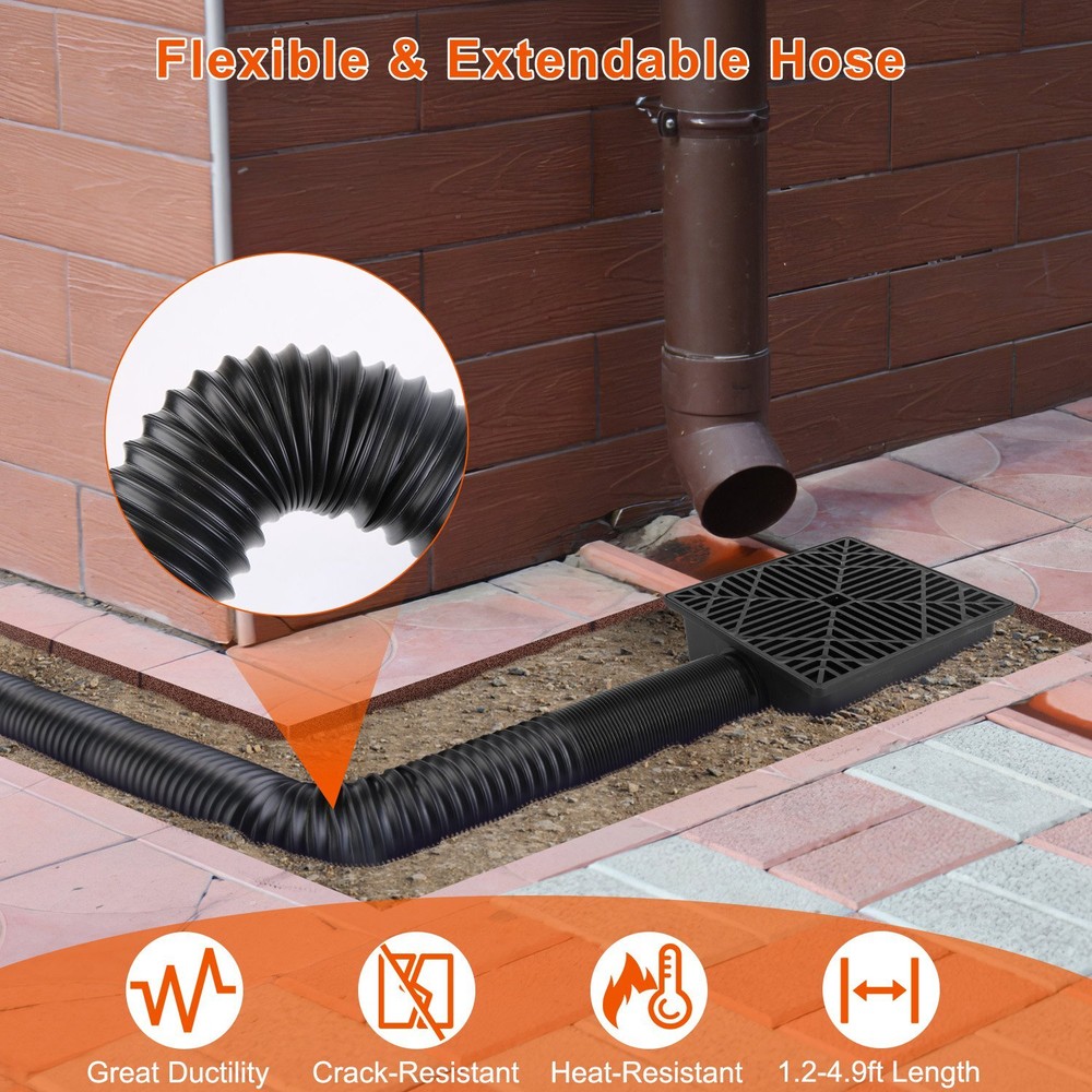 Upgraded Catch Basin Low Profile Downspout Extender | No Deep Dig French Drain