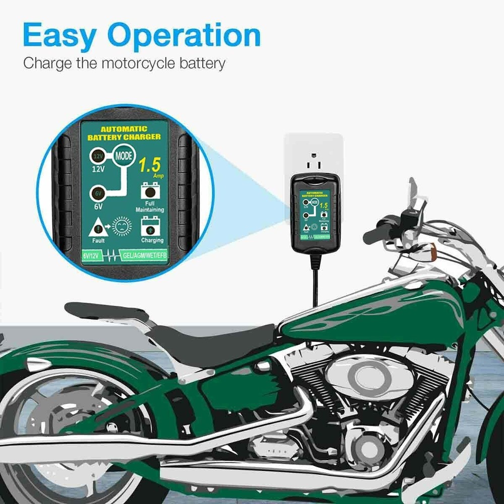 6V 12V Automatic Battery Charger Motorcycle Trickle Float Maintainer