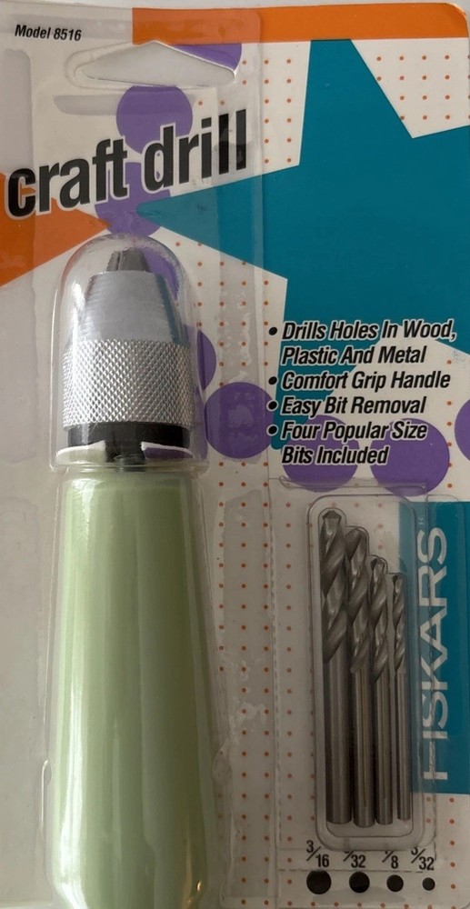 Fiskars Craft Drill Model 8156 Includes 4 Popular Size Bits New In Package