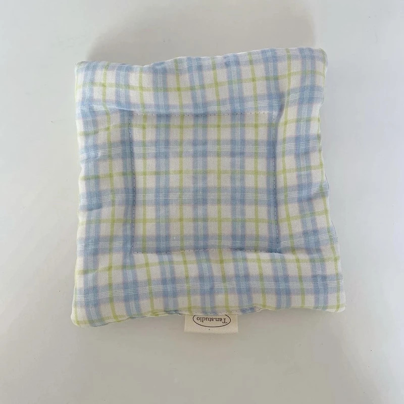 Coaster Korean Style Hand Made Cotton Coaster checked pattern Insulation Pad Tab