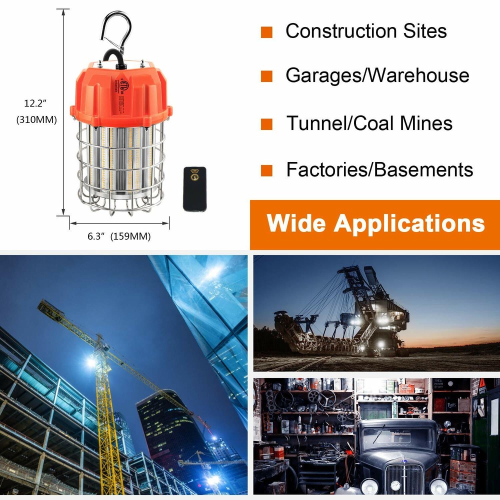 100W High Bay LED Work Light 14500Lm Remote Control Construction Portable Light