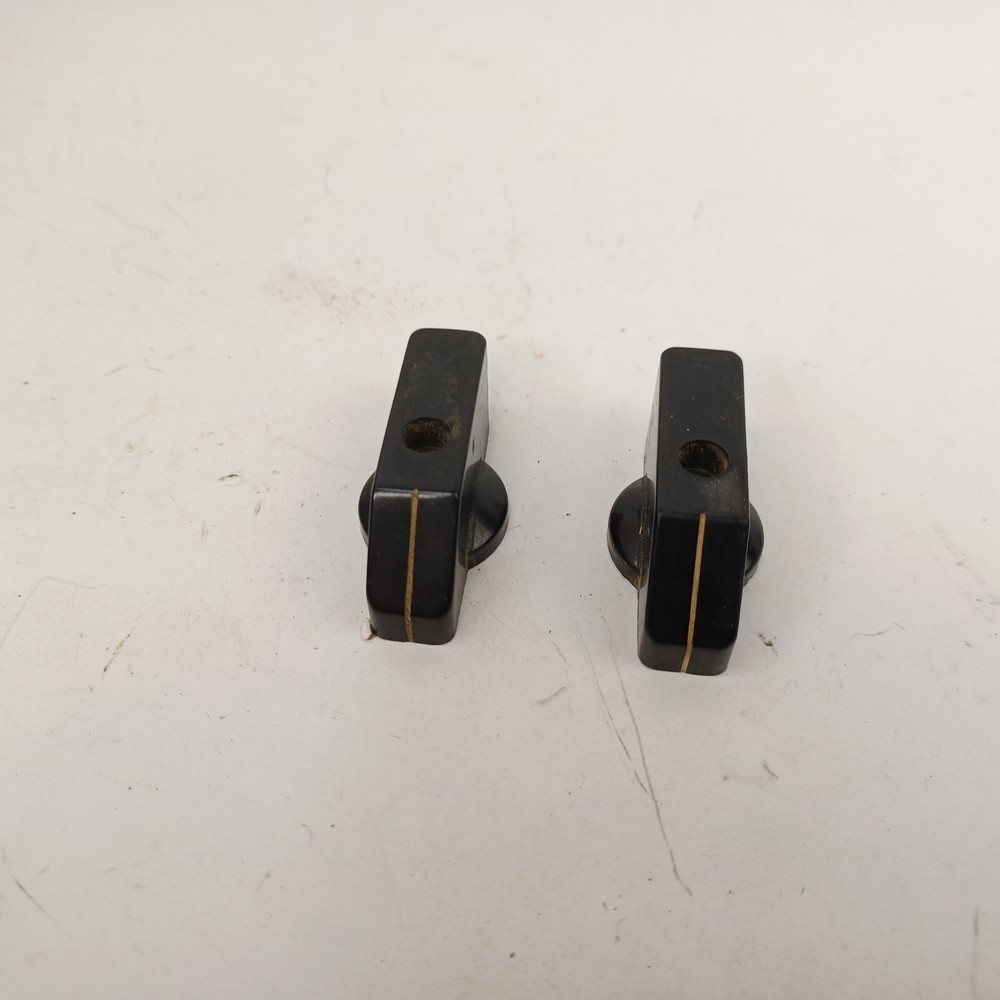 2 Vintage Black Striped Bakelite Pointer Knobs