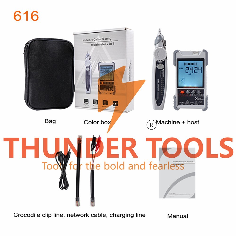 Thunder Tools ET616 Handheld Portable Network Cable Tester with LCD