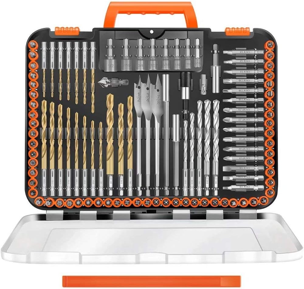 Drill Bit Set, 112-Pieces 1/ Hex Shank Impact Driver Bits and