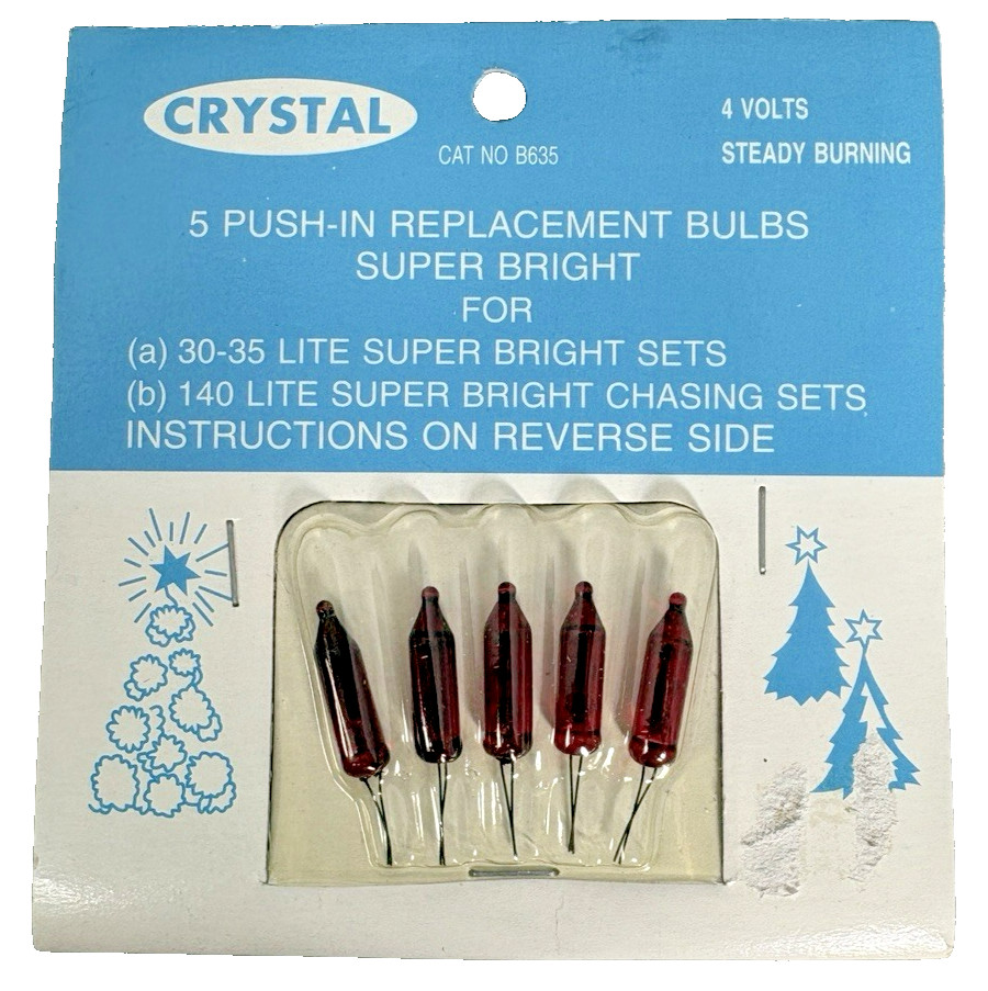 4 volt Christmas Light Bulbs 5 RED Mini SUPER BRIGHT for 30 - 35 Count String