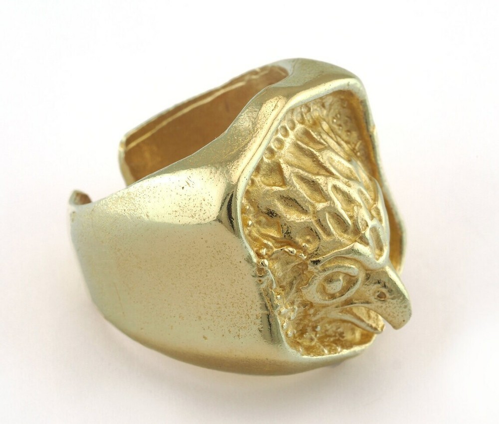 Owl Bird Adjustable Ring Raw brass (19mm 9US inner size) 3219