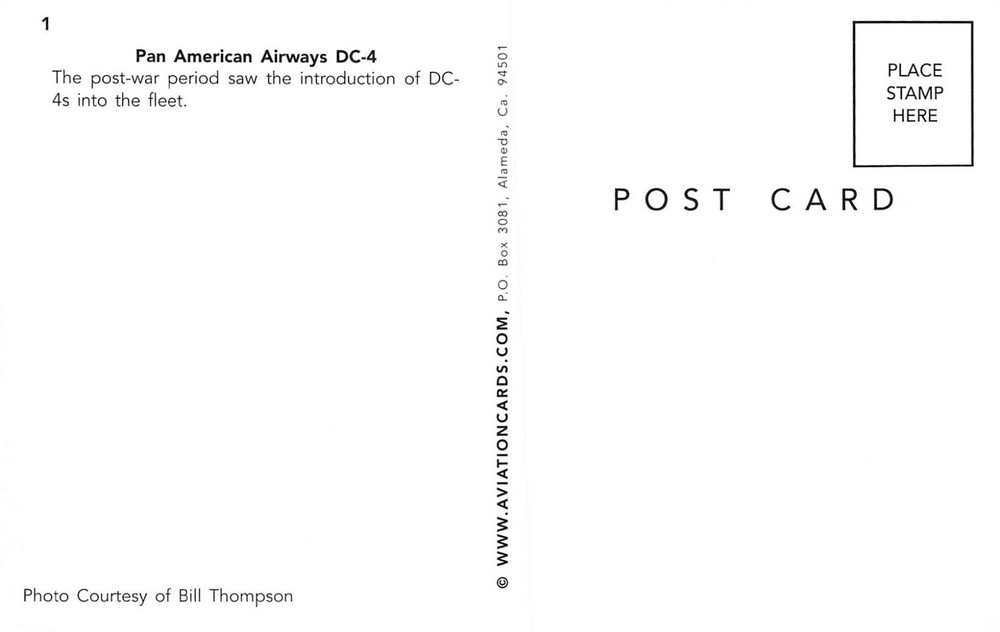 Airline Postcard PAN AMERICAN AIRWAYS DC-4