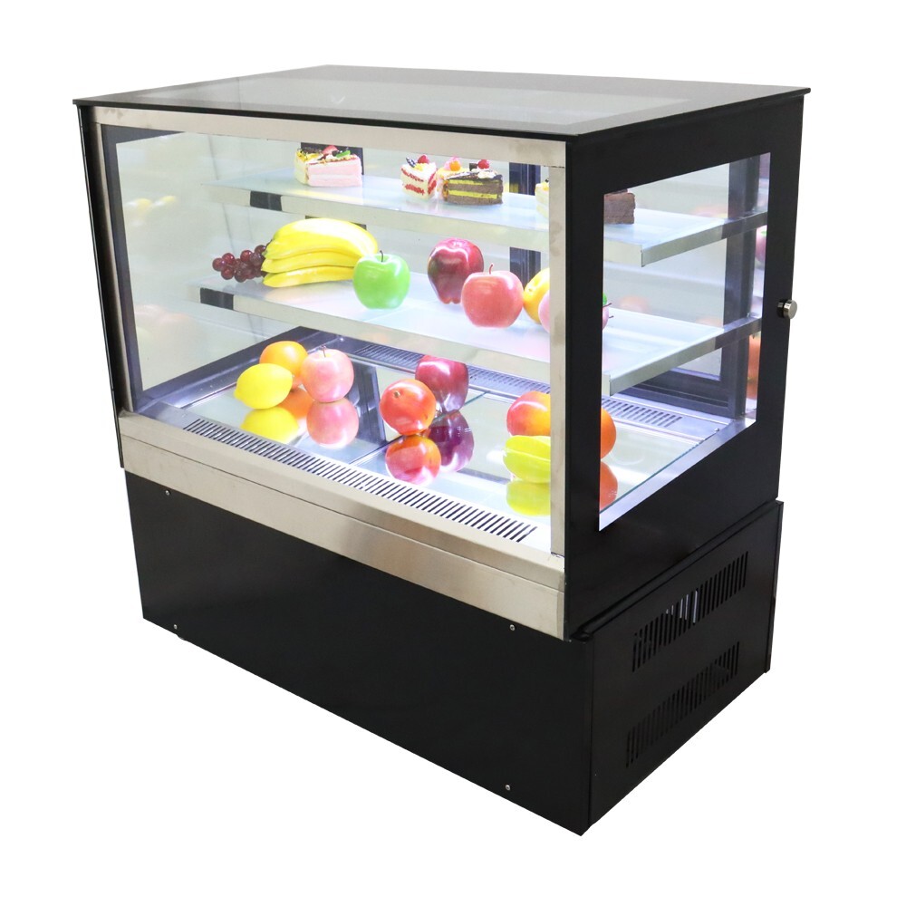 220V 3-Layer Refrigerated Cake Showcase Rear Sliding Doors Display Cases LED