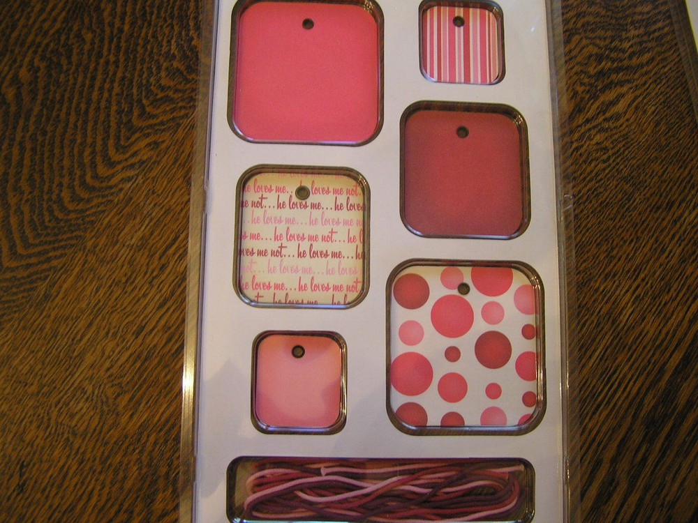 We R Memory Keepers~Tag-Line~~LOVE & STITCHED DENIM~~2 Pkg Large Chipboard Tags