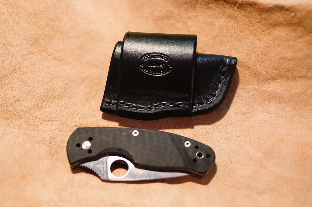 Custom Leather Crossdraw Sheath for Spyderco Persistence
