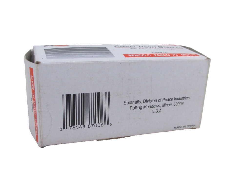 SPOTNAILS GALVANIZED CHISEL POINT 3/8" STAPLES, OPEN BOX