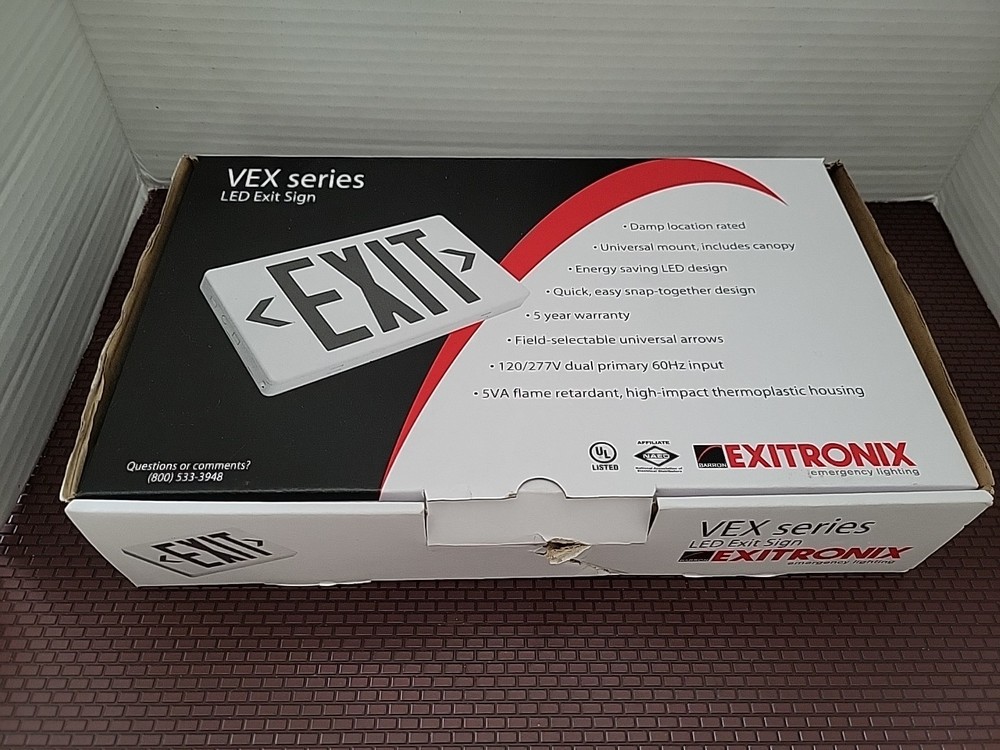 Exitronix emergency lighting Thermo Plastic LED EXIT SIGN VEX Series