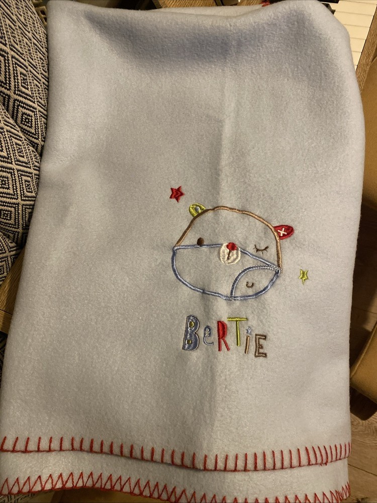 Red kite Baby Blanket Bertie Bear Blue Red Stitching