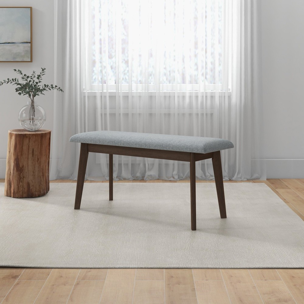Fabric Upholstered Solid Wood Bench, Padded Storage Bench for Entryway