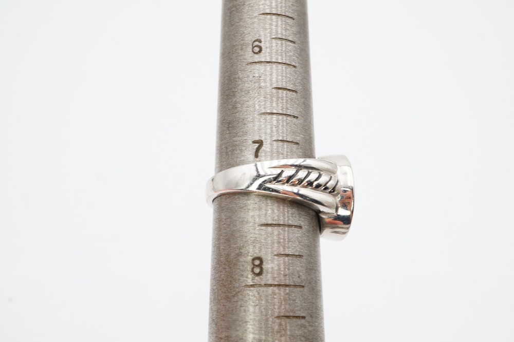 Sterling Silver 925 Diamond Ring Textured Size 7.25