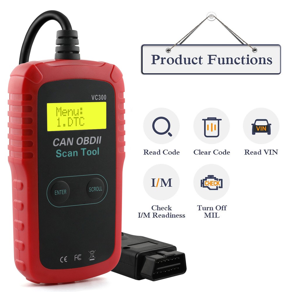 VC300 CAN EOBD OBD2 Scanner Car Code Reader Check Engine Light Diagnostic Tool