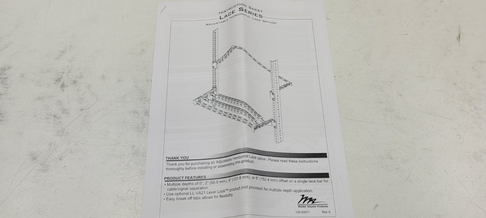 Middle Atlantic LBP-ADJ-A-2PK Adjustable Horizontal Lace - 2 pack