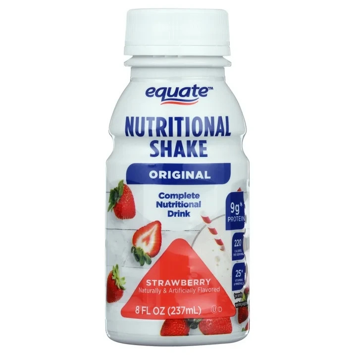 Equate Original Nutritional Shake, Strawberry, 8 Fl Oz, 6 Count
