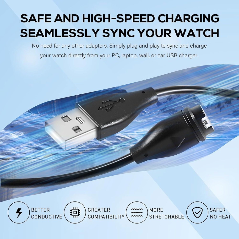 2Pack Watch Charger Cable 010-12491-01 Replace for Garmin Multiple Watch Devices