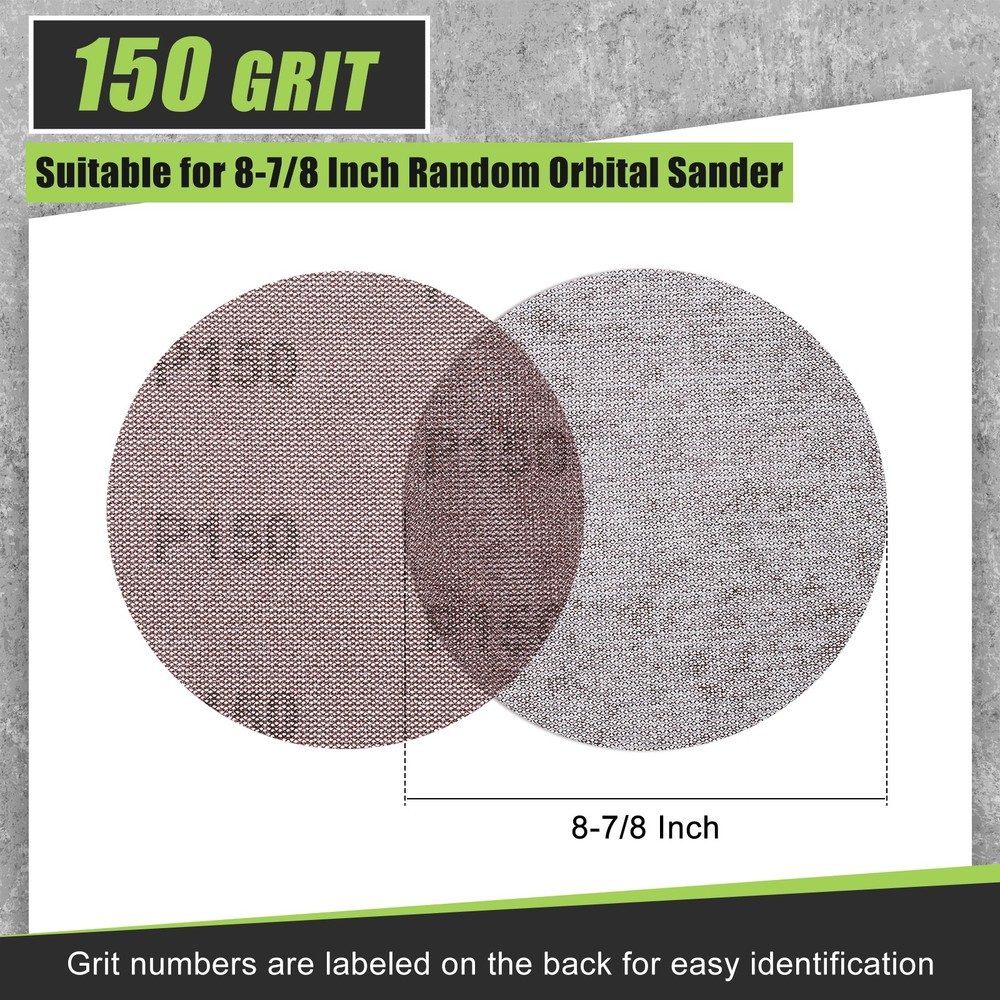 10 Pcs 8-7/8 Inch Grid Sanding Discs, 150 Grit Wall Sanding Discs