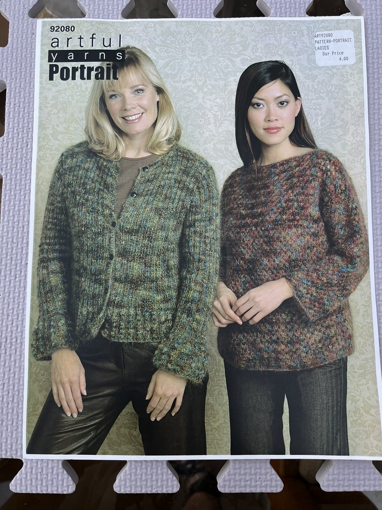 ARTFUL YARNS  PORTRAIT: Two Knitting Patterns - Peplum Cardigan & Mesh pullover