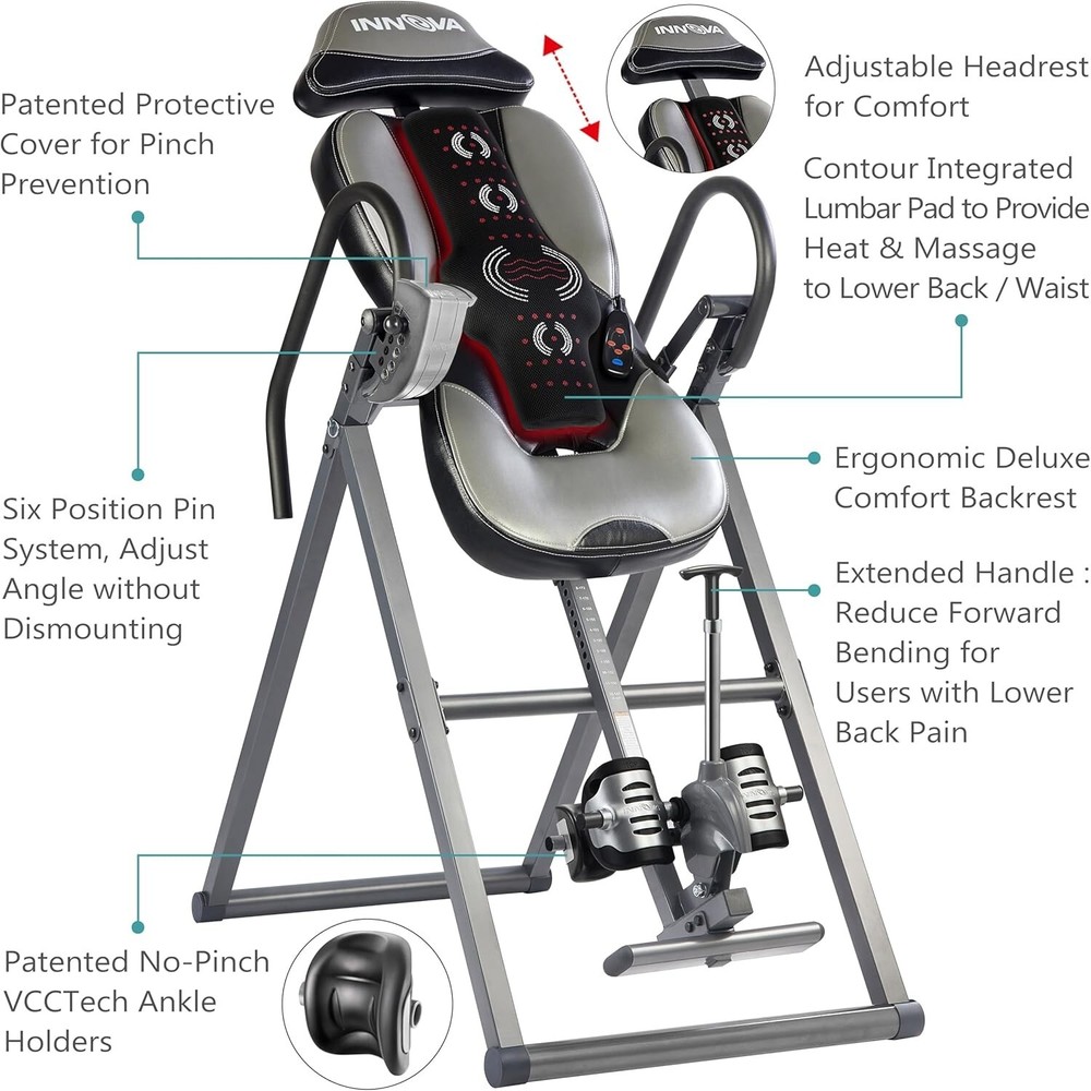 Advanced Heat and Massage Inversion Table, Gray/Black