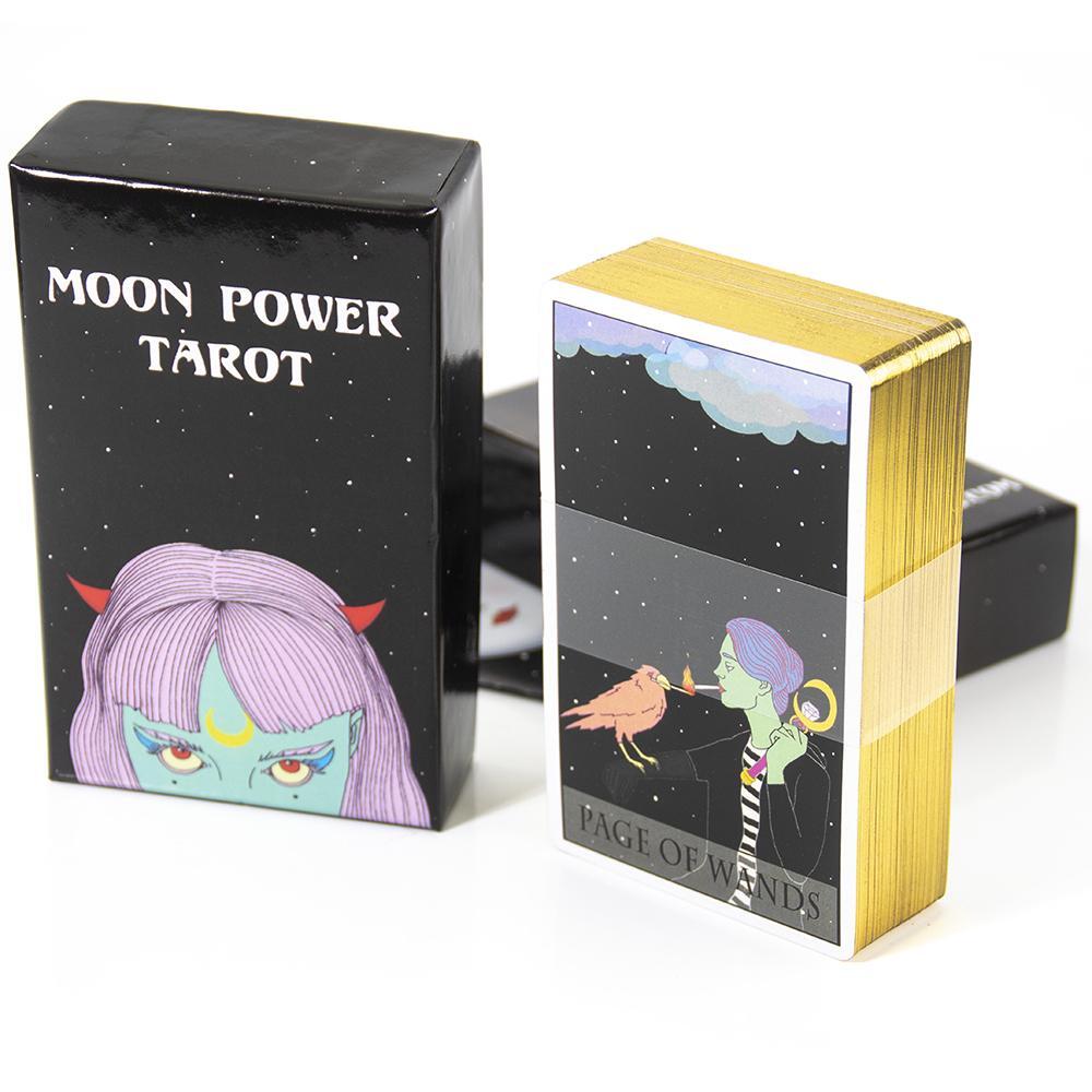 Moon Power Tarot Deck 78 Cards Full Color Edge Printing Divination Box Guidebook