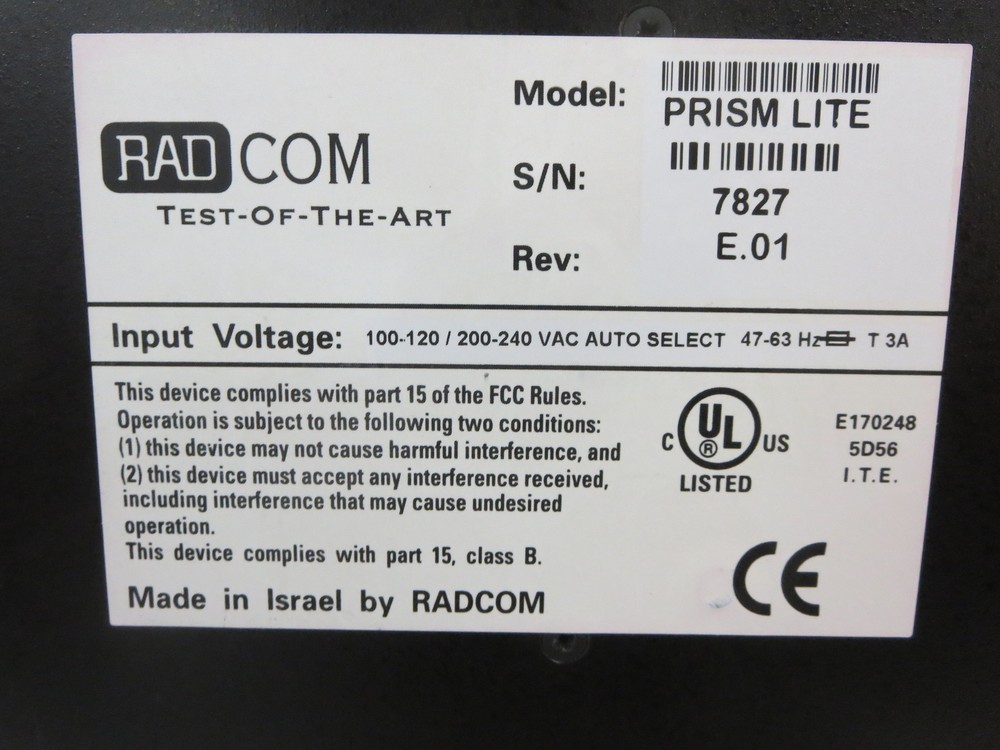 RADCOM PRISM LITE Test-Of-The-Art Prism Lite Net Protocol Analyzer