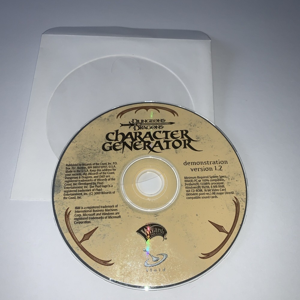 Dungeons & Dragons - Character Generator - Demonstration Version 1.2 - DISC ONLY
