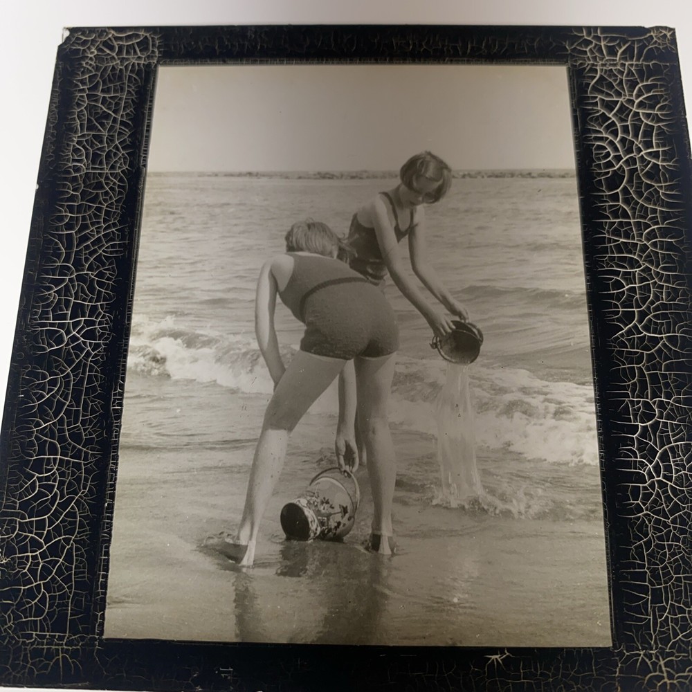 Magic Lantern Slide Yorkshire Seaside Children Playing
