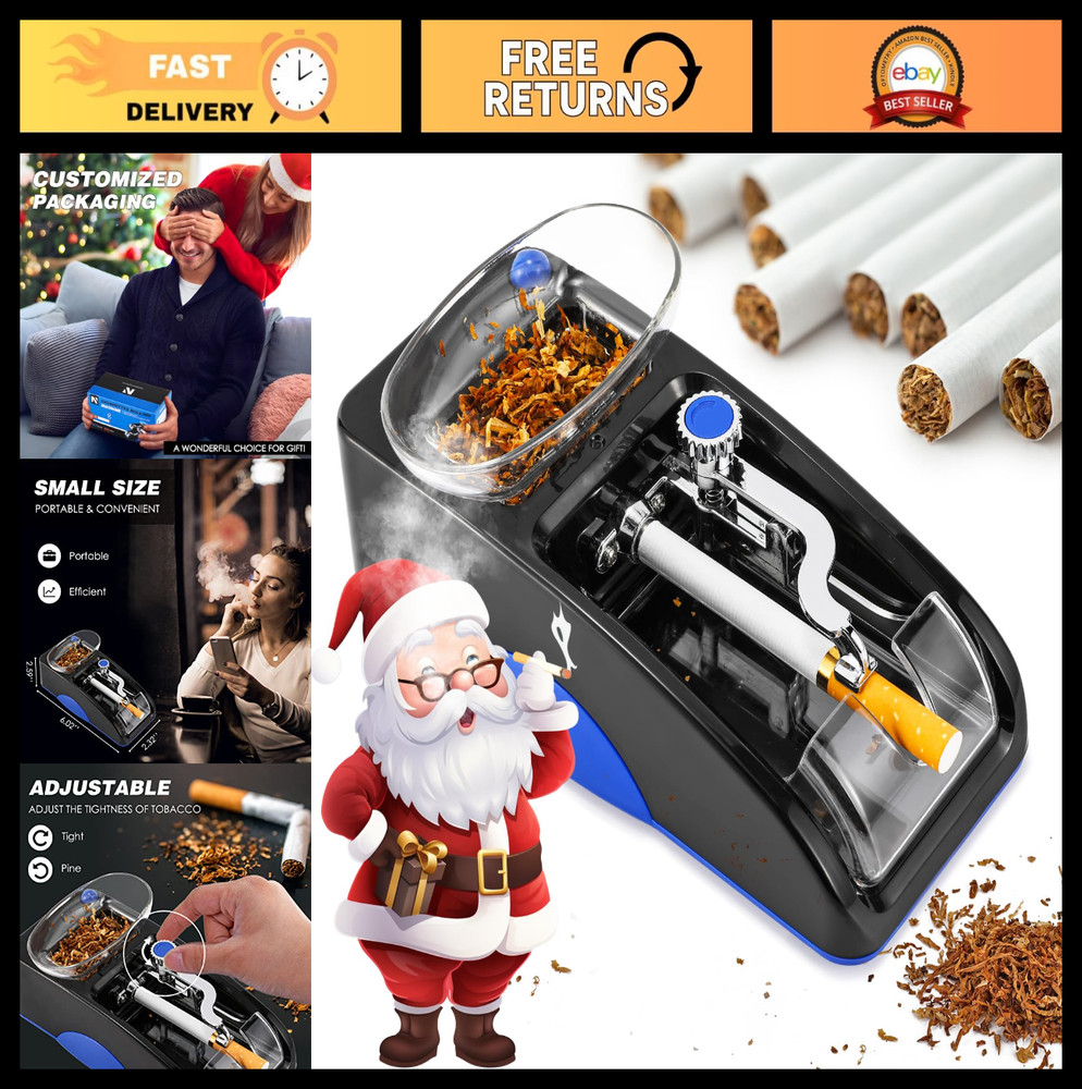 Automatic Cigarette Rolling Machine - Electric Mini Tobacco Injector, Blue